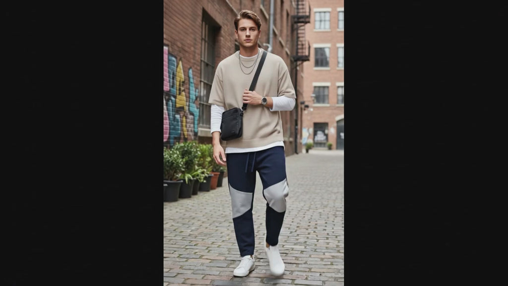 Wholesale Men's Premium French Terry Trousers (Premium+) | Bulk Order Joggers with Contrast Knee Panel