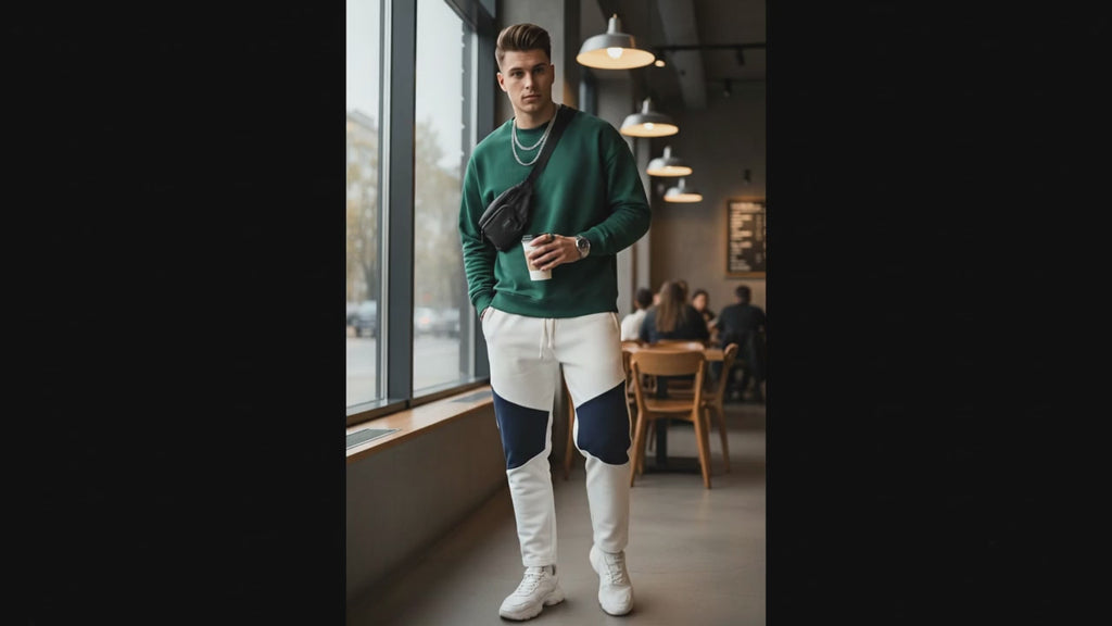 Wholesale Men's Premium French Terry Trousers (Premium+) | Bulk Order Joggers with Contrast Knee Panel