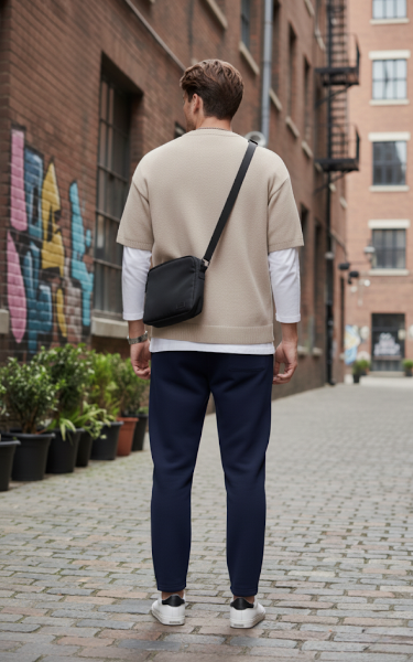 Wholesale Men's Premium French Terry Trousers (Premium+) | Bulk Order Joggers with Contrast Knee Panel